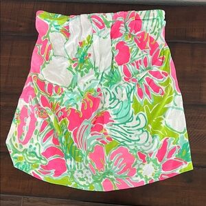 Lilly Pulitzer Floral Print Skirt in Pink and Green Tube Top